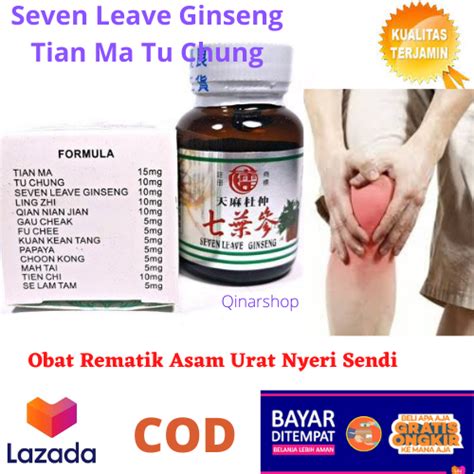 Seven Leave Ginseng Tian Ma Tu Chung Original Hologram Obat Rematik