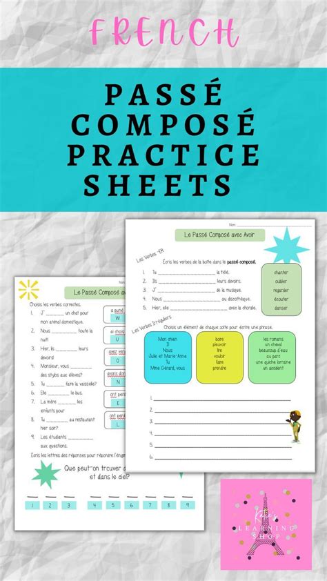 French Passé Composé With Avoir Worksheets All Verbs Practice Sheet Irregular Verbs