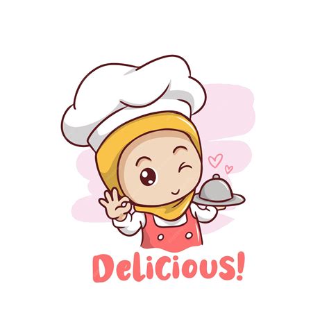 Premium Vector Cute Moslem Female Chef