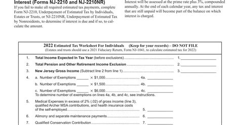 Nj 2023 Estimated Tax Form Printable Forms Free Online