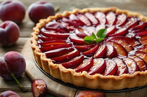 Fresh Plum Tart Premium Ai Generated Image