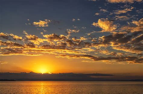 Ocean Landscape With Vibrant Sunset Stock Photo Image Of Background