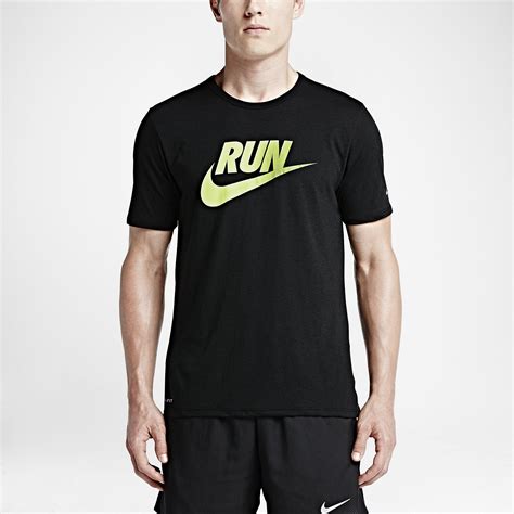 Nike Mens Run Dri Blend Swoosh Running T Shirt Blackvolt