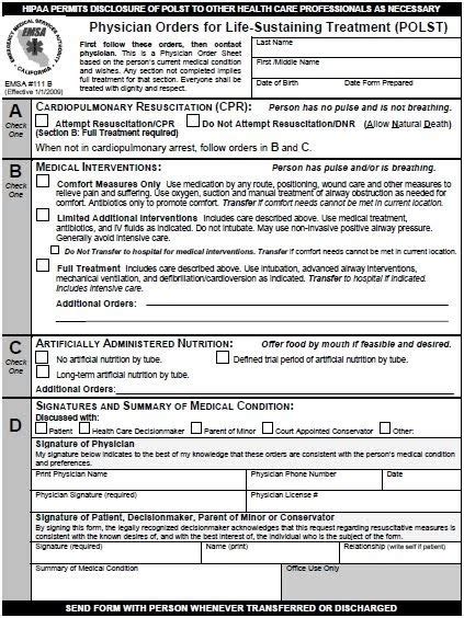 Polst Standardizing End Of Life Orders Rather Than Patient