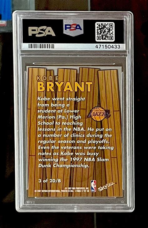 Kobe Bryant PSA 9 MINT 1997 Skybox Z Force Super Boss 2nd Year