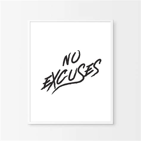 No Excuses Inspirational Wall Decor Printable Motivational