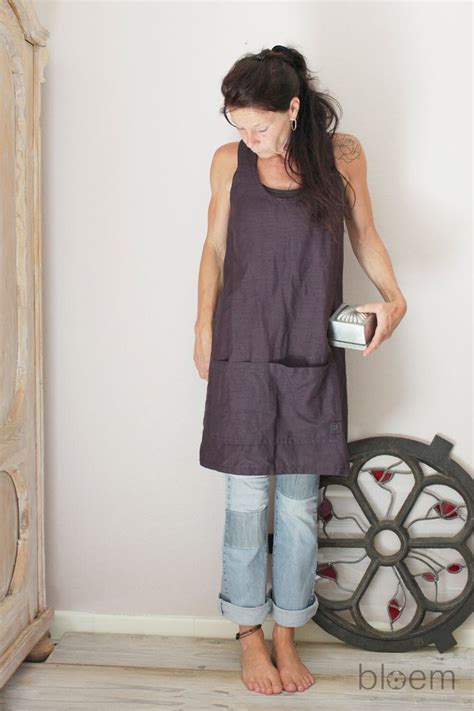 Cross Back Linen Apron Pinafore Apron Natural Linen Eco Friendly