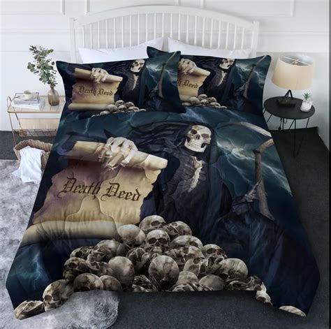 Amazon Blessliving Halloween Skull Comforter Sets Grim Reaper