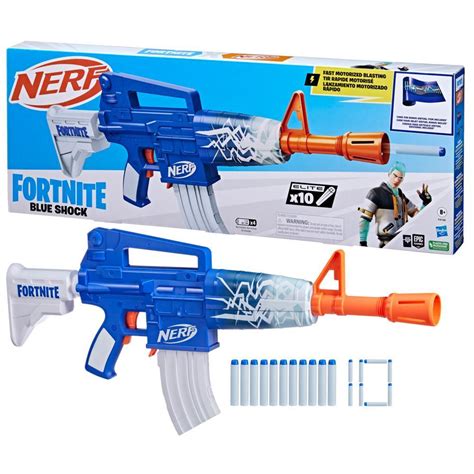 Nerf Fortnite Blue Shock Dart Blaster 10 Dart Clip 10 Elite Nerf Darts Unlock Code Nerf