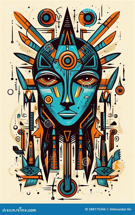 Egyptian Pharaoh Funeral Mask Abstract Poster Design Generative Ai