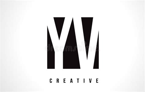 Yv Y V White Letter Logo Design With Black Square Stock Vector