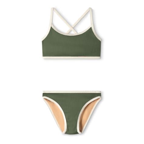 Zulu Zephyr Mini Rib Cross Over Bikini Khaki Leo Bella