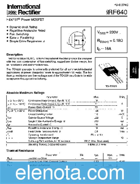 IRF640 Datasheet PDF 178 KB International Rectifier Pobierz Z