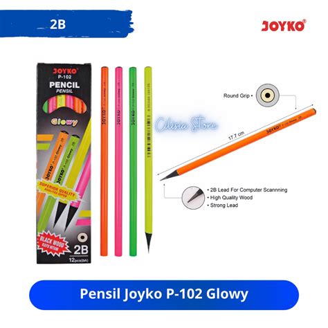 Jual Pensil 2b Joyko P 102 Glowy Pensil Kayu Pencil 2b Box Isi