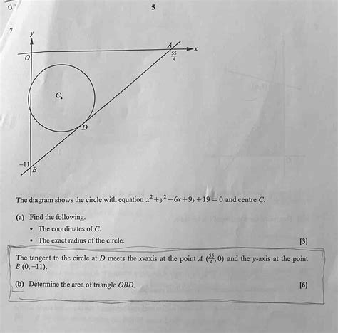 Solved The Diagram Shows The Circle With Equation X 2 Y 2 6x 9y 19 0