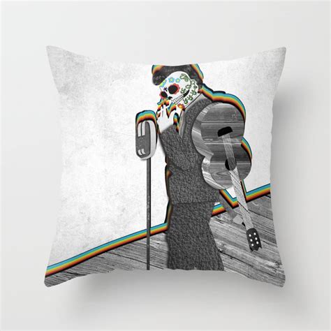 Johnny Cash Sugar Skull Digital Mixed Media Throw Pillow By The
