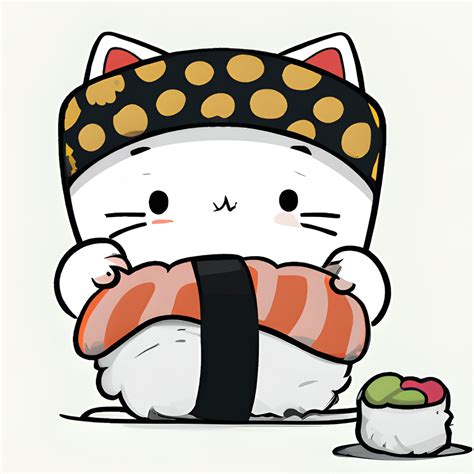 Sushi Cat Kawaii Chibi Graphic · Creative Fabrica