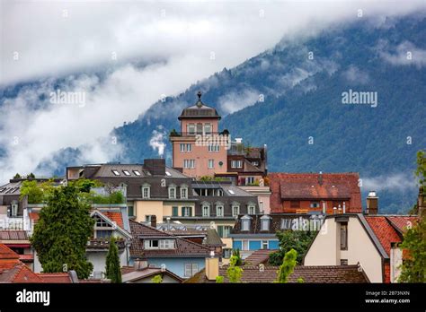 Old City Of Interlaken Important Tourist Center In The Bernese