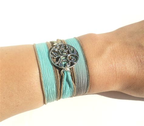 Hand Dyed Silk Wrap Bracelet Bohemian By Bohemianearthdesigns