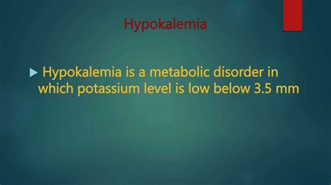 Electrolyte Imbalance Potassium Hypokalemia And Hyperkalemia Pptx