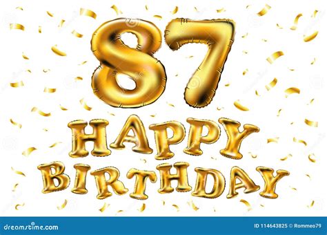 Vector Happy Birthday 87th Celebration Gold Balloons And Golden