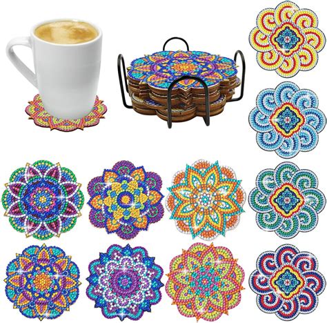 Afunta Diamond Art Paintings Coasters Pcs Mandala Diamond Art