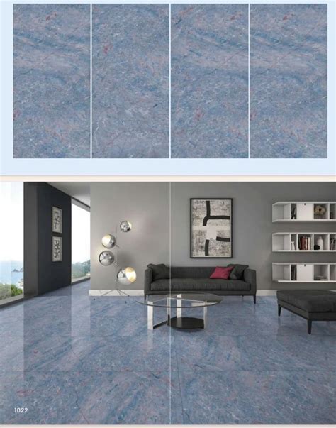 Polished Glazed Blue Vitrified Wall Tiles Size 2x4 Feet 600x1200 Mm