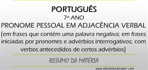 pronome pessoal em adjacência verbal Arquivos O Bichinho do Saber