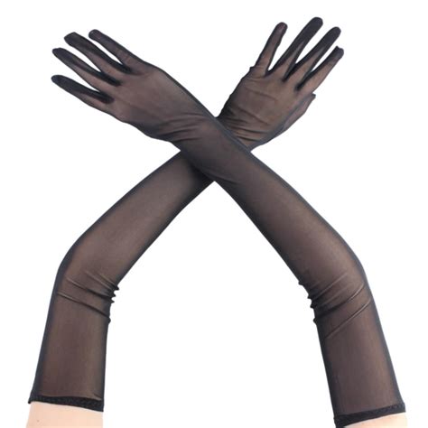 VILITI Long Black Mesh Gloves - Super Long Tulle Opera Gloves for Women