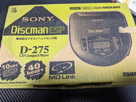 【やや傷や汚れあり】cdウォークマン★sony ソニー Discman★d 275★動作確認済★箱あり・電源・電池フォルダー・充電池