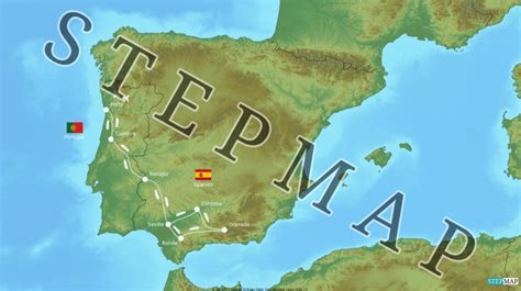 StepMap Portugal Spanien Landkarte für Südwesteuropa