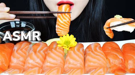 Asmr Salmon Sushi Eating Sounds🍣 연어초밥 Asmr 리얼사운드 Taehee Asmr Youtube