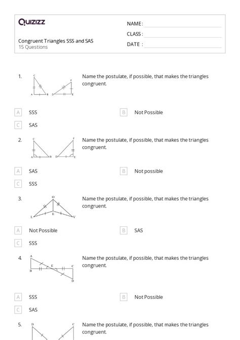 50+ congruent triangles sss sas and asa worksheets on Quizizz | Free ...