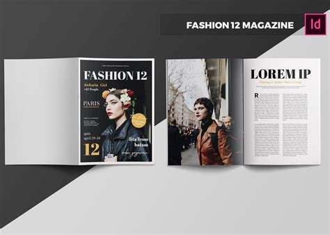 12页模特时尚杂志排版设计模板 Fashion 12 Magazine Template 设计小咖