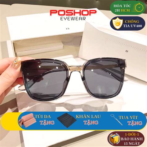 Kính mát nữ thời trang POSHOP mắt râm vuông cao cấp chống tia uv hot trend V Shopee Việt Nam