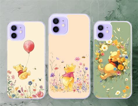 Winnie The Pooh Wildflowers Balloon Bee Cute Floral Phone Case For