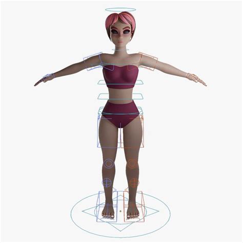 Modelo 3d Base Estilizada Personaje Femenino 3D Cuerpo Aparejado