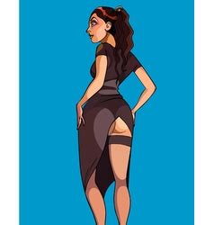 Cartoon Sexy Woman Standing With A Bare Ass Back Vector Image