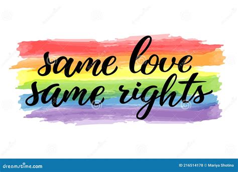 Same Love Same Rights Hand Drawn Lettering Quote Homosexuality Slogan