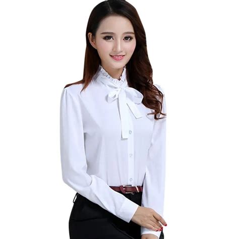 2017 Ol White Shirt Women Office Ladies Long Sleeve Tops Slim Blouses