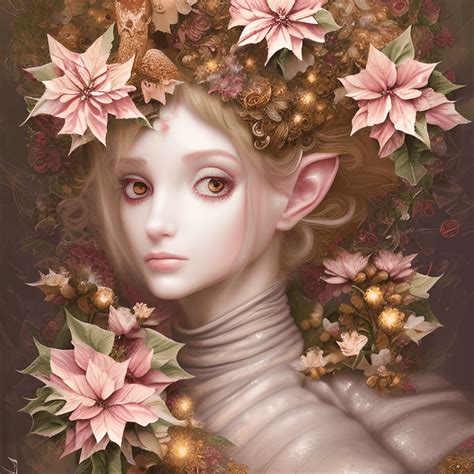 3d Cinema Girl With Whimsical Poinsettia Flowers · Creative Fabrica