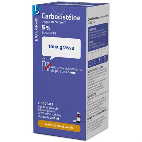 Carbocisteína Adulto Biogaran Conseil 5% 200ml à venda em farmácias