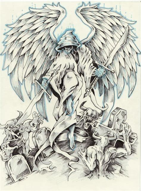 Angel Fighting Demon Tattoo Design Idea Angel Tattoo Stencils Design