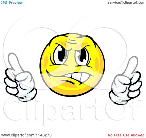 Clipart Of An Annoyed Or Defensive Yellow Emoticon Royalty Free