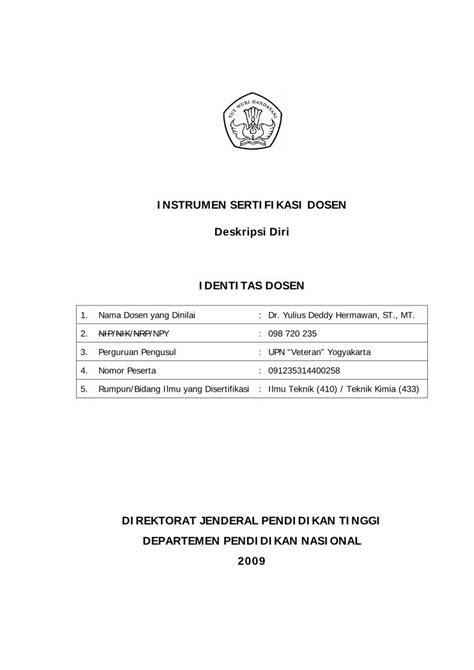 Pdf Instrumen Sertifikasi Dosen Deskripsi Diri Pdf Filedalam