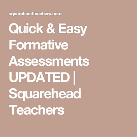 Quick And Easy Formative Assessments Updated Formative Assessment Assessment Quick Easy