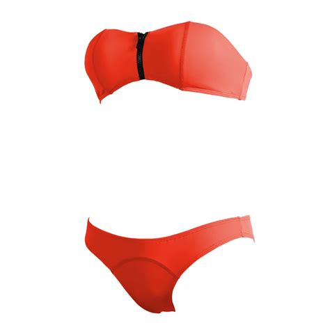 Women S Zipper Strapless Two Piece Bikini Set Swimsuit Set Buy Tiny Zipper Bikinis Strapless