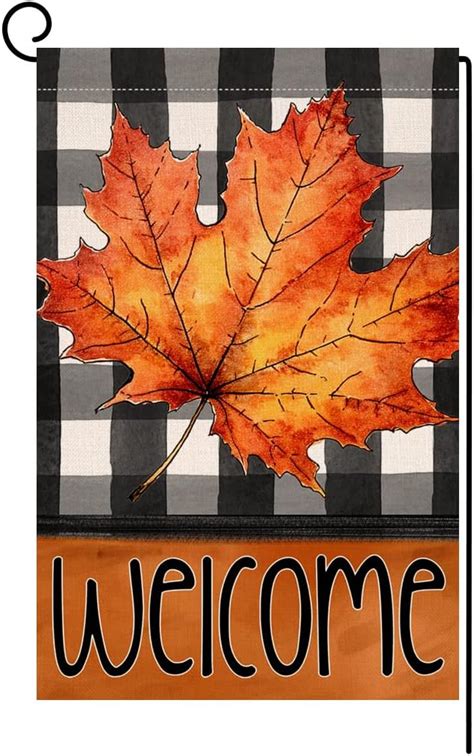 Amazon BLKWHT Fall Maple Leaf Garden Flag 12x18 Vertical Double