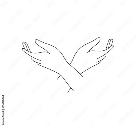 Vector isolated two crossed human hands hand gesture colorless black ...