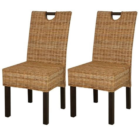 Vidaxl chaise de salle à manger 2 pcs rotin kubu bois de manguier